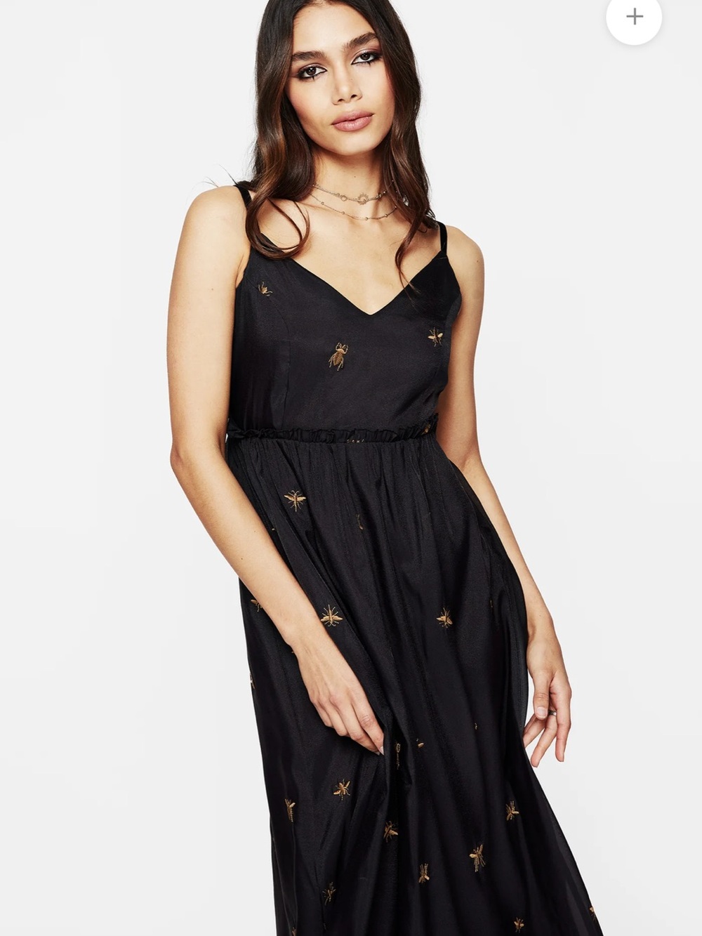Disturbia Black Embroidered Slip Maxi Dress